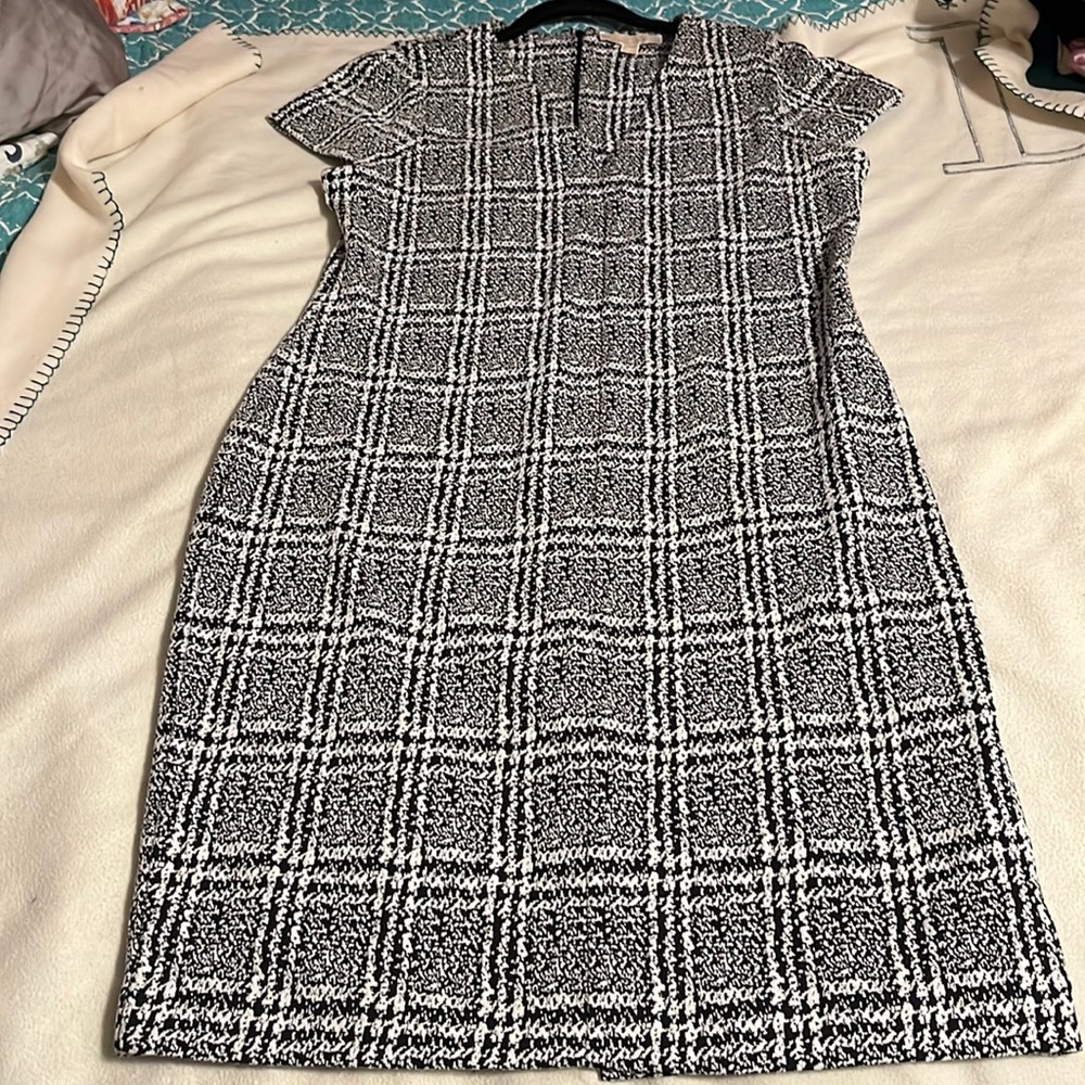 MICHAEL Michael Kors Black and White Plaid Sheath Dress Size XL